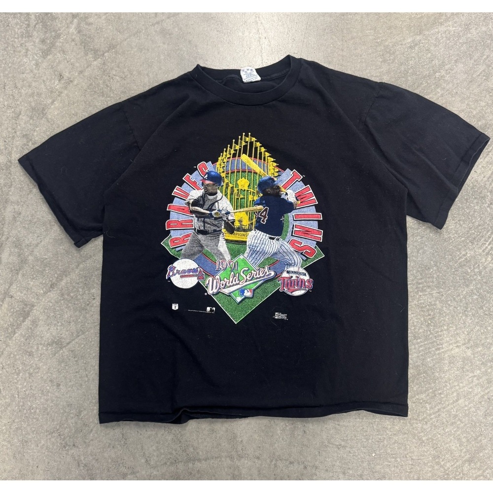 VTG Salem 1991 World Series Atlanta Braves Minnesota Twins Size Large T-Shirt